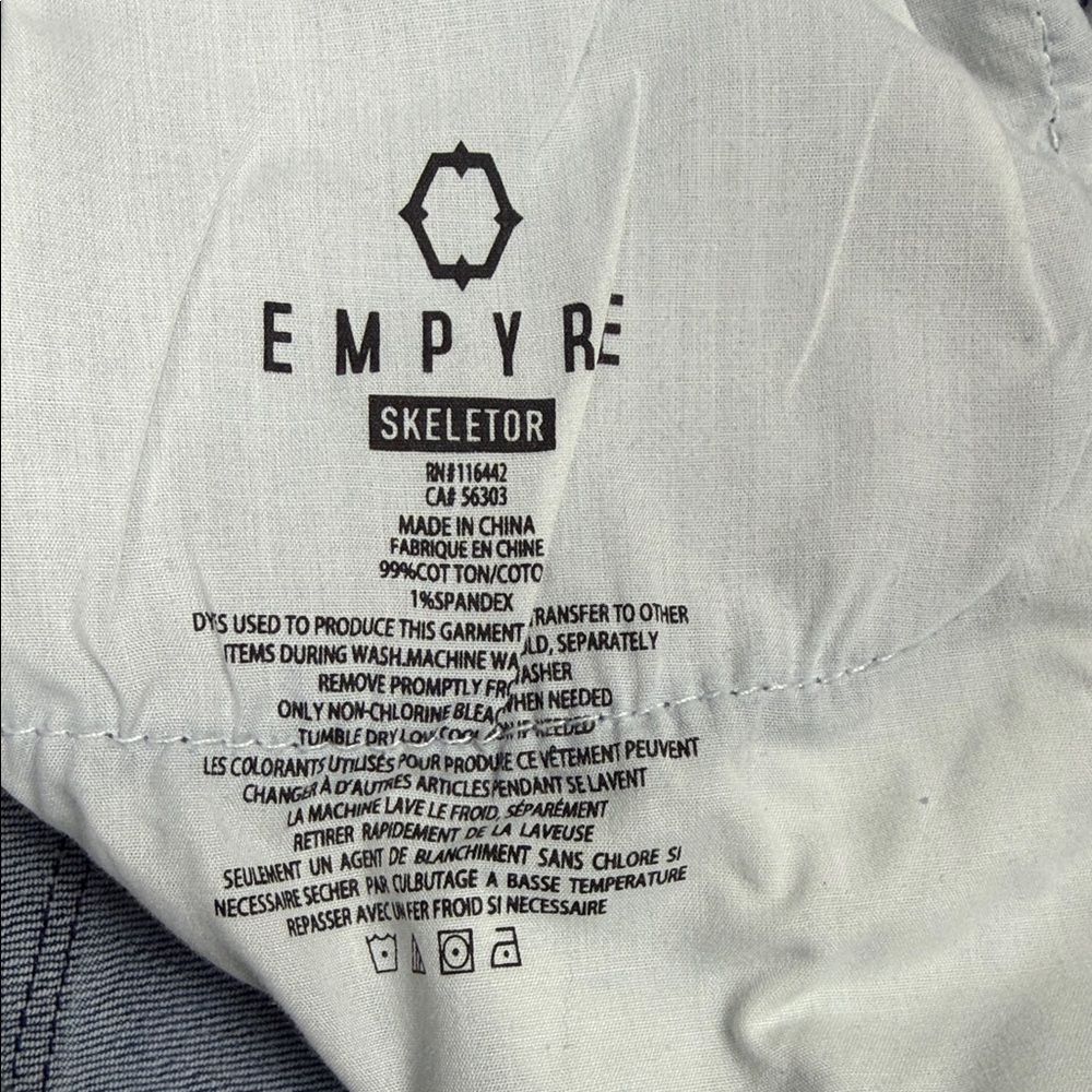 Empyre Men’s Skeletor Skater Distressed Light Blue‎ Ripped Slim Fit Jeans. Sz 30 - Picture 3 of 6